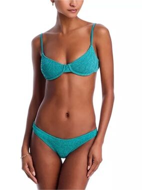 bond-eye Teal Lurex One Size Bikini Set - Gracie Balconette Top & The Sign Botto